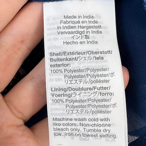 Madewell Blue Indigo Bengali Blockprint Chiffon Sweetheart Lined Blouse Size 2 - Picture 7 of 8